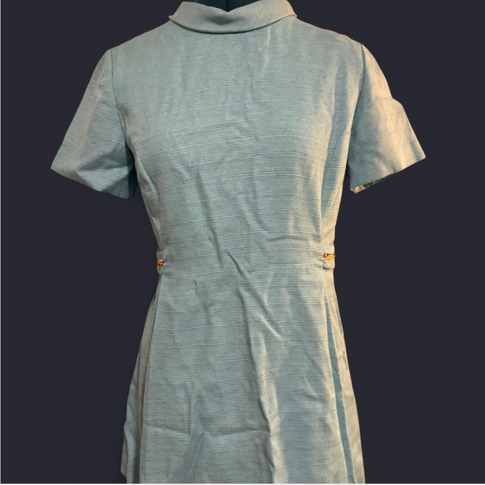 Vintage 1960s Blue Mini Dress with Chain Detail